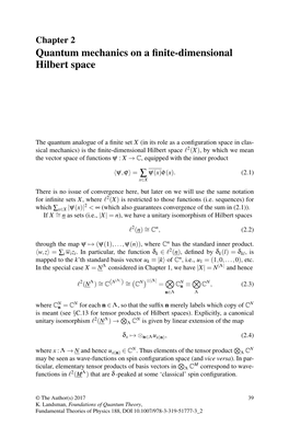 Chapter 2 Quantum Mechanics on a ﬁnite-Dimensional Hilbert Space