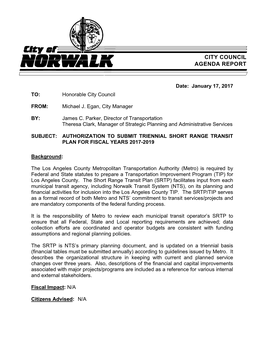 City Council Agenda Report