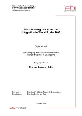 Aktualisierung Von Ndoc Und Integration in Visual Studio 2008