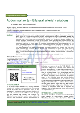 Abdominal Aorta - Bilateral Arterial Variations