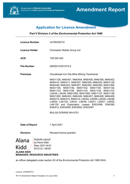 IR-T15 Amendment Report Template V2.0 (July 2020) I