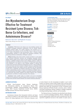 Are Mycobacterium Drugs Effective for Treatment Resistant Lyme Disease, Tick-Borne Co-Infections, and Autoimmune Disease?