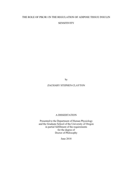 The Role of Pik3r1 in the Regulation of Adipose Tissue Insulin