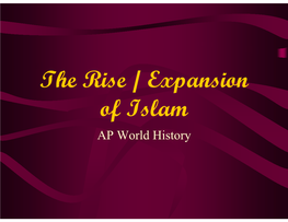 The Rise / Expansion of Islam AP World History Early Spread of Islam • Muhammad Tried to Convince the People of Mecca of What He Had Learned from the Revelations