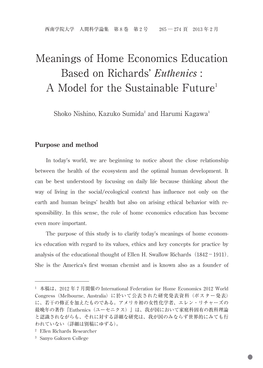 Meanings of Home Economics Education Based on Richards