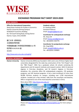 Exchange Program Fact Sheet 2019-2020