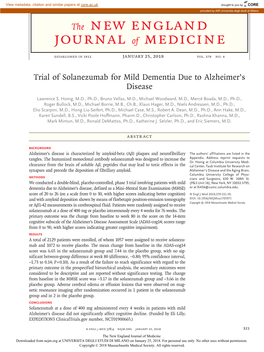 Trial of Solanezumab for Mild Dementia Due to Alzheimer’S Disease