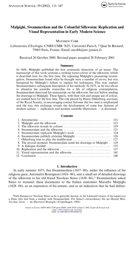 Malpighi, Swammerdam and the Colourful Silkworm: Replication and Visual Representation in Early Modern Science