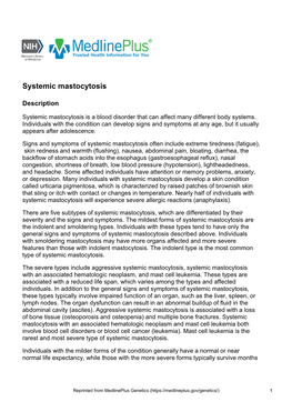 Systemic Mastocytosis