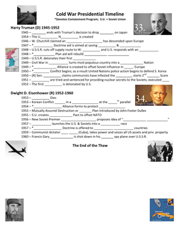 Cold War Presidential Timeline *Denotes Containment Program; S.U