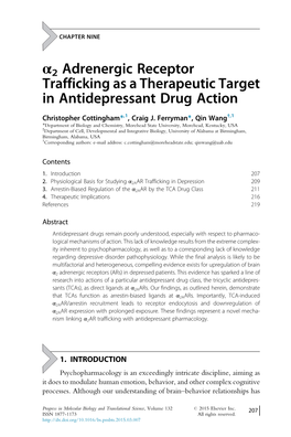 Α2 Adrenergic Receptor Trafficking As a Therapeutic Target in Antidepressant Drug Action