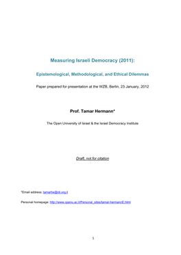 Measuring Israeli Democracy (2011)