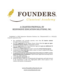 A Charter Proposal by Responsive Education Solutions, Inc