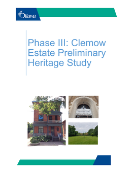 Clemow Estate Preliminary Heritage Study