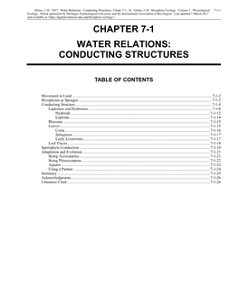 Water Relations: Conducting Structures