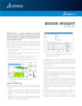 Biovia Insight Datasheet