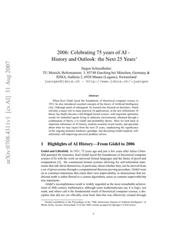 2006: Celebrating 75 Years of AI-History and Outlook: the Next 25