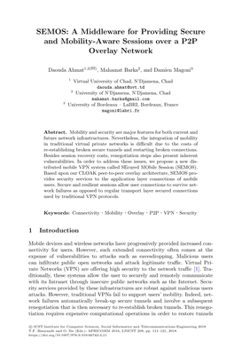 SEMOS: a Middleware for Providing Secure and Mobility-Aware Sessions Over a P2P Overlay Network