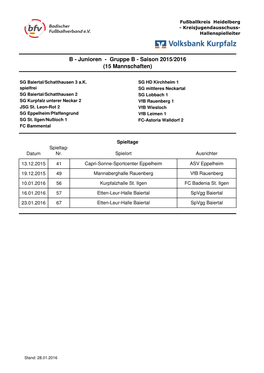 Ballkreis Heidelberg - Kreisjugendausschuss- Hallenspielleiter