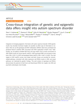 Cross-Tissue Integration of Genetic and Epigenetic Data Offers Insight Into Autism Spectrum Disorder