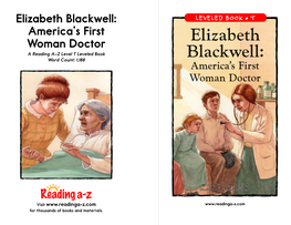 Elizabeth Blackwell: America's First Woman Doctor