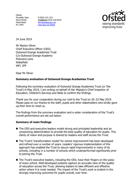 24 June 2019 Mr Martyn Oliver Chief Executive Officer (CEO) Outwood Grange Academies Trust C/O Outwood Grange Academy Potovens L