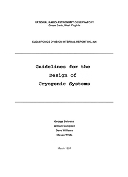 Guidelines for the Design of Cryogenic Systems