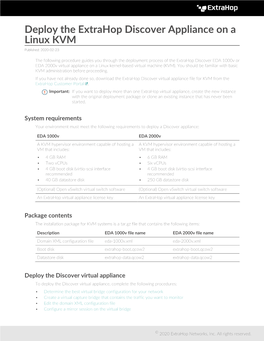 Deploy the Extrahop Discover Appliance on a Linux KVM Published: 2020-02-23