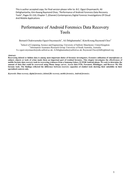 Performance of Android Forensics Data Recovery Tools