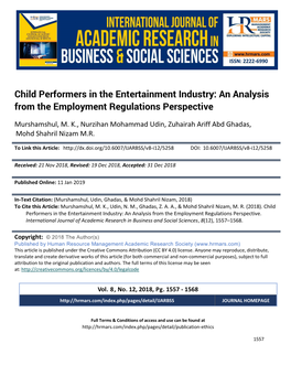 Child Performers in the Entertainment Industry: an Analysis from the Employment Regulations Perspective