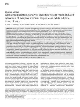 Global Transcriptome Analysis Identifies Weight Regain-Induced