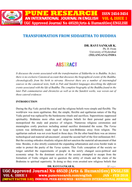 Transformation from Siddartha to Buddha