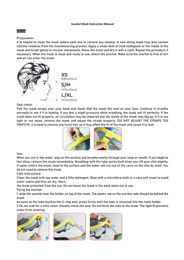 Snorkel Mask Instruction Manual Preparation