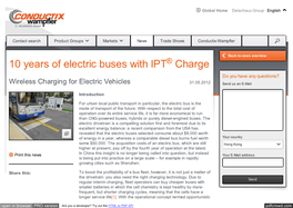 10 Years of Electric Buses with IPT Charge