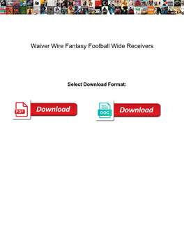 Waiver Wire Fantasy Football Wide Receivers