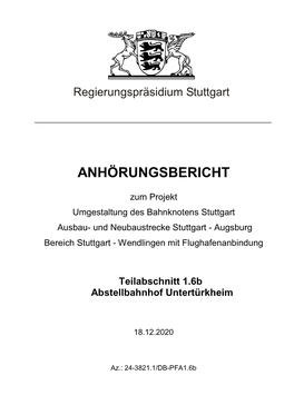 "Abstellbahnhof Untertürkheim" Anhörungsbericht