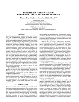 Biometrics in Forensic Science: Challenges, Lessons and New Technologies