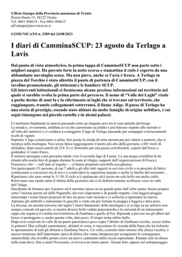 I Diari Di Camminascup: 23 Agosto Da Terlago a Lavis