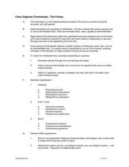 Class Digenea (Trematoda) - the Flukes
