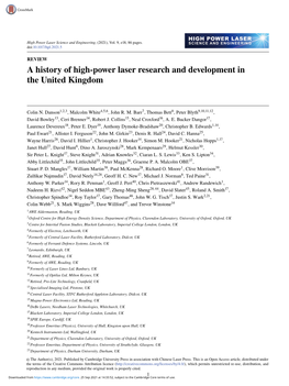 A History of High-Power Laser Research and Development in the United Kingdom