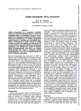 Sodium Nitroprusside: Theory and Practice IAN R