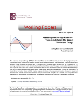 Assessing the Exchange Rate Pass-Through to Inflation: the Case of Trinidad and Tobago