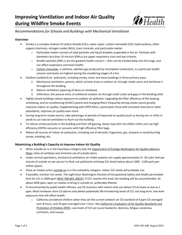 Improving Ventilation and Indoor Air Quality During Wildfire Smoke Events Recommendations for Schools and Buildings with Mechanical Ventilation