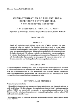 Characterization of the Antibody- Dependent Cytotoxic Cell a Non-Phagocytic Monocyte?