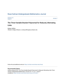 The Three-Variable Bracket Polynomial for Reduced, Alternating Links