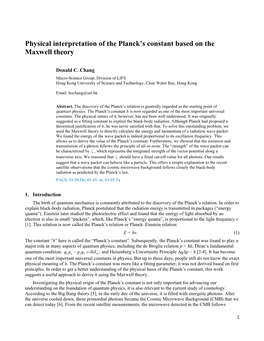 Physical Interpretation of the Planck's Constant Based on the Maxwell Theory