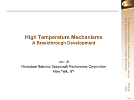 High Temperature Mechanisms M High Temperature Mechanisms a R E Y