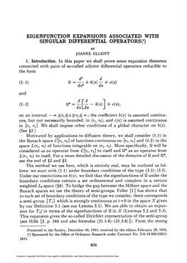 Eigenfunction Expansions Associated with Singular Differential Operatorso