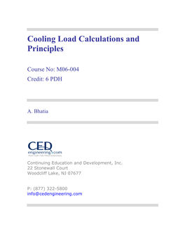 Cooling Load Calculations and Principles