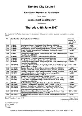 Dundee City Council Thursday, 8Th June 2017